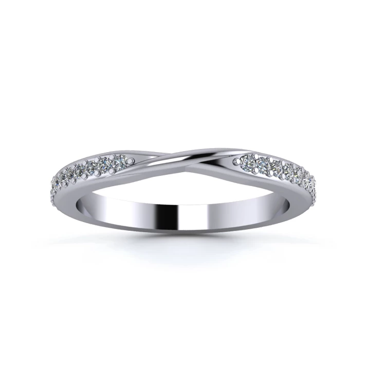 Platinum 2.2mm Ribbon Three Quarter Grain Diamond Set Ring
