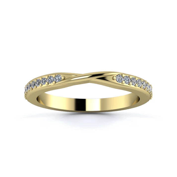 18K Yellow Gold 2.2mm Ribbon Three Quarter Grain Diamond Set Ring