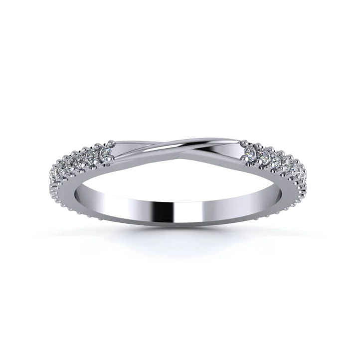 Platinum 2mm Ribbon Full Micro Diamond Set Ring