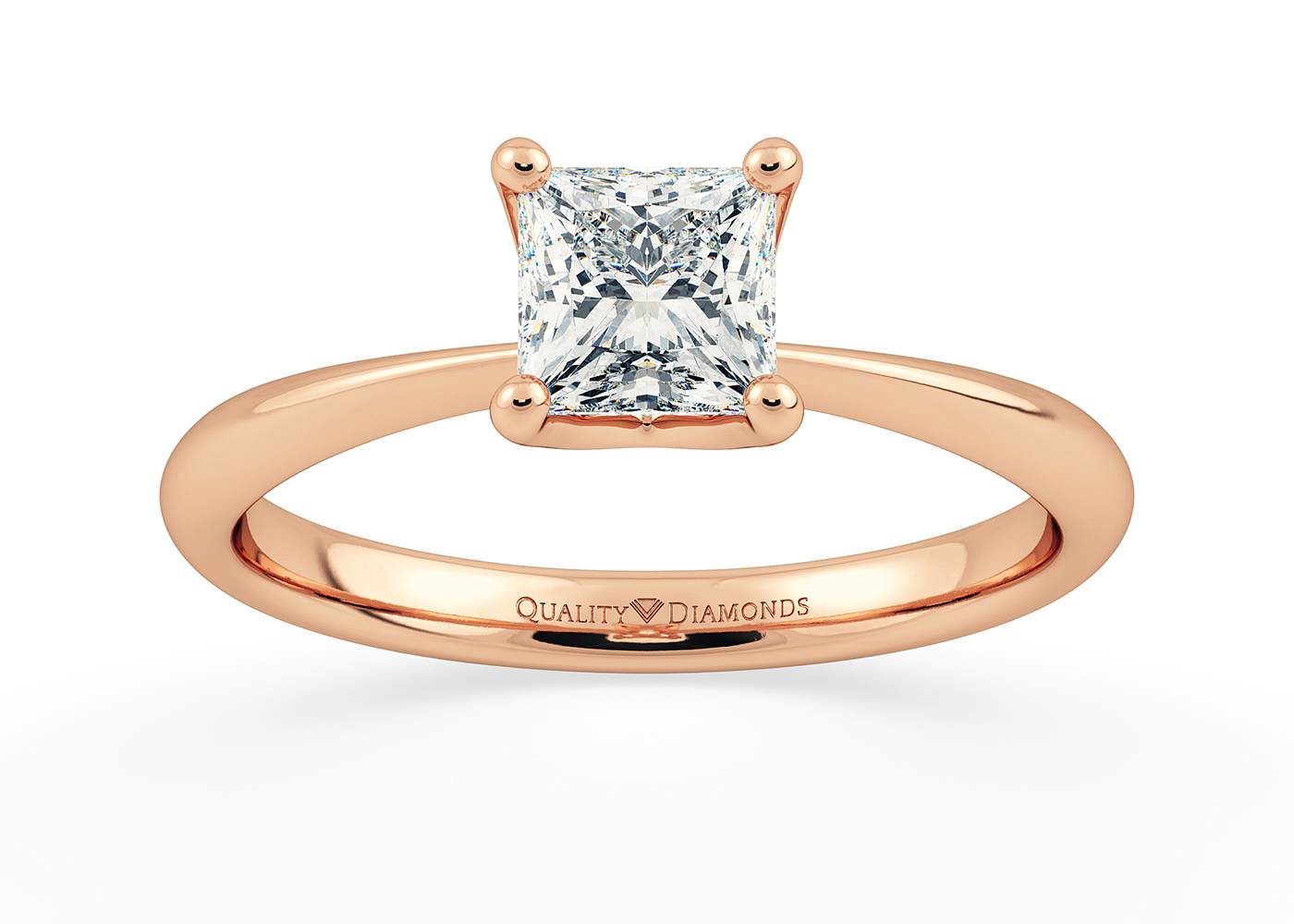 Half Carat Princess Solitaire Diamond Engagement Ring in 18K Rose Gold