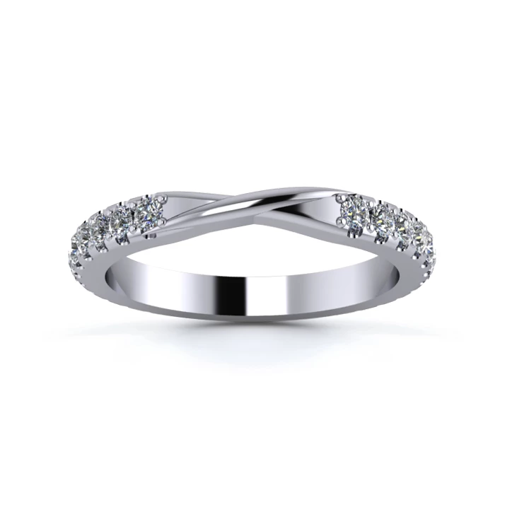 Platinum 2.5mm Ribbon Full Micro Diamond Set Ring