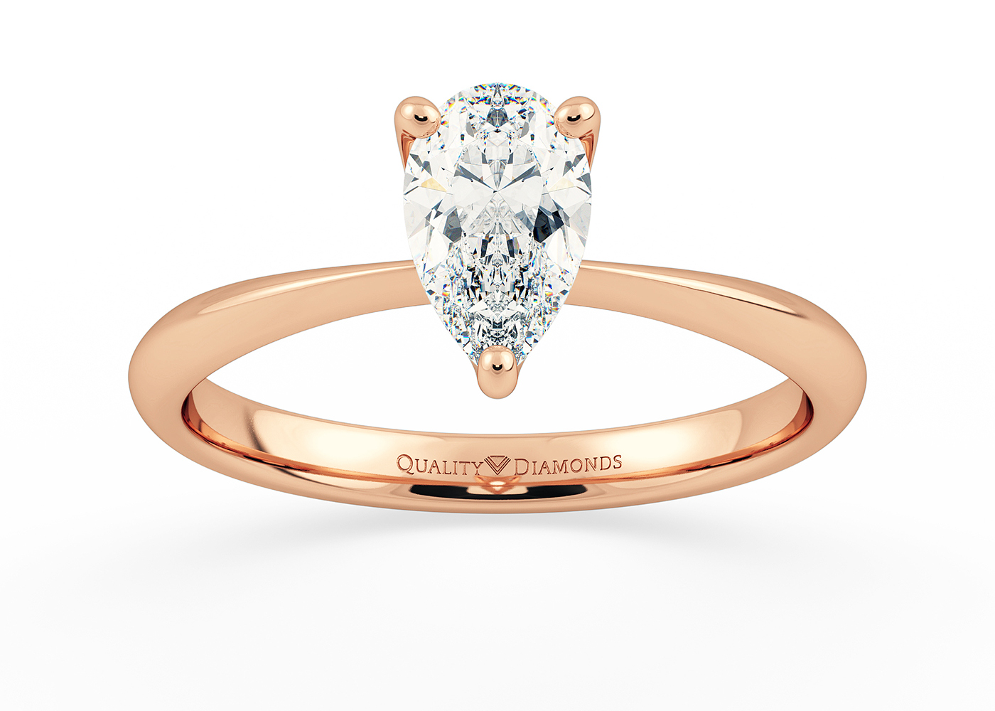 Pear Amorette Diamond Ring in 18K Rose Gold