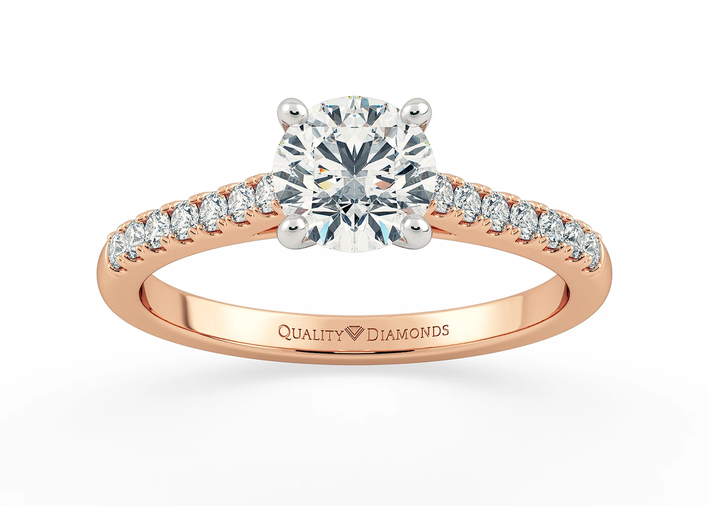 Half Carat Round Brilliant Diamond Set Diamond Engagement Ring in 18K Rose Gold