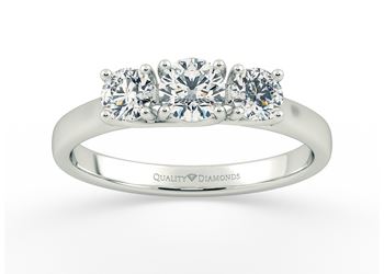Round Brilliant Trilogy Caressa Diamond Ring in 18K White Gold