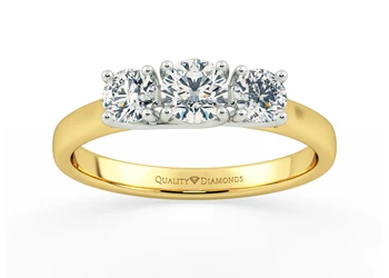 Round Brilliant Trilogy Caressa Diamond Ring in 18K Yellow Gold