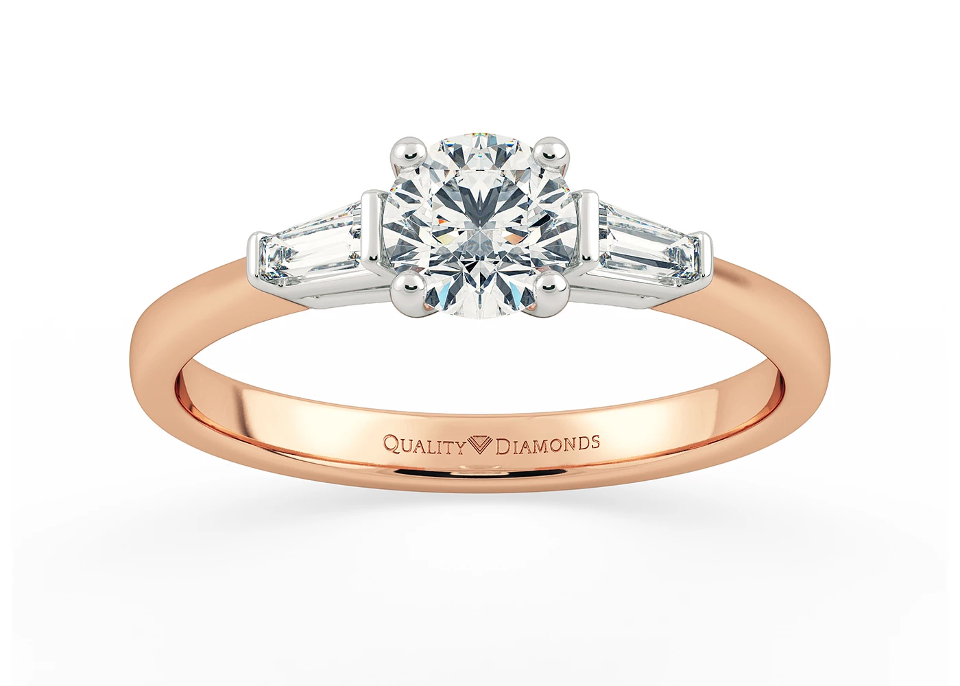 Round Brilliant Trilogy Milada Diamond Ring in 18K Rose Gold