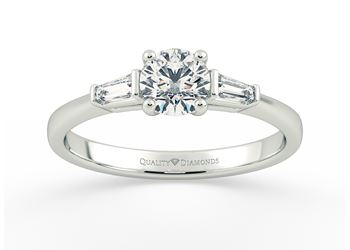 Round Brilliant Trilogy Milada Diamond Ring in 18K White Gold