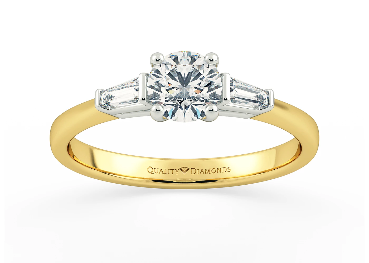 Round Brilliant Trilogy Milada Diamond Ring in 18K Yellow Gold