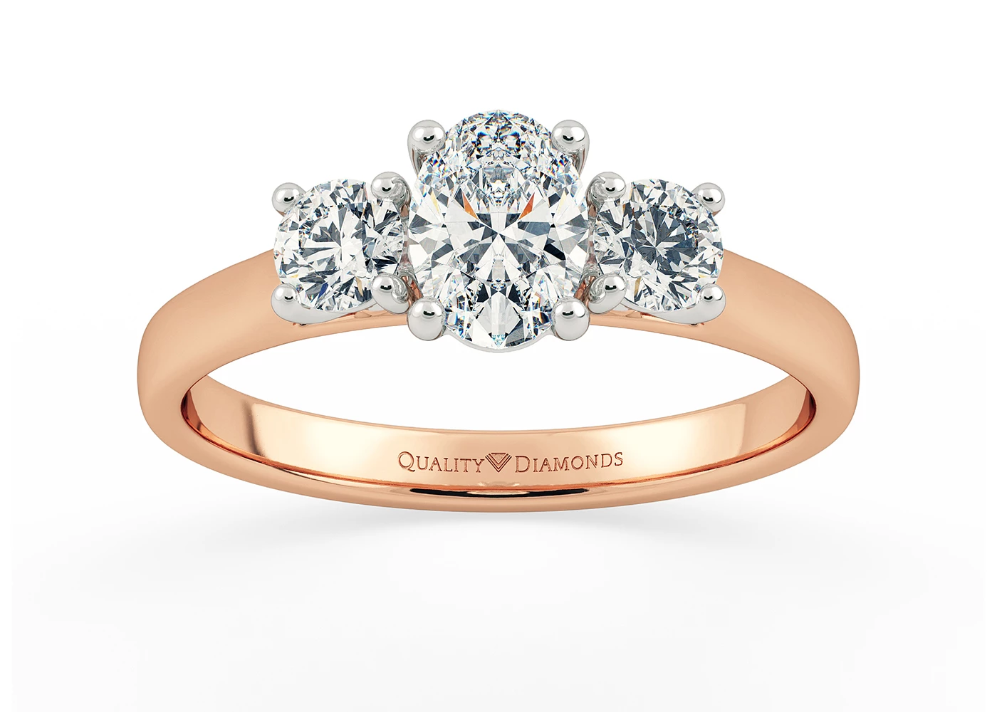 Oval Trilogy Mabelle Diamond Ring in 18K Rose Gold