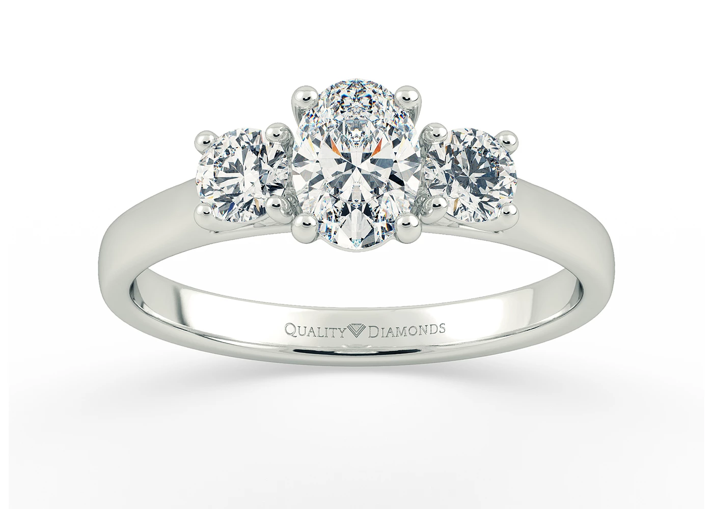 Oval Trilogy Mabelle Diamond Ring in 9K White Gold