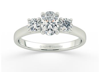 Oval Trilogy Mabelle Diamond Ring in 18K White Gold
