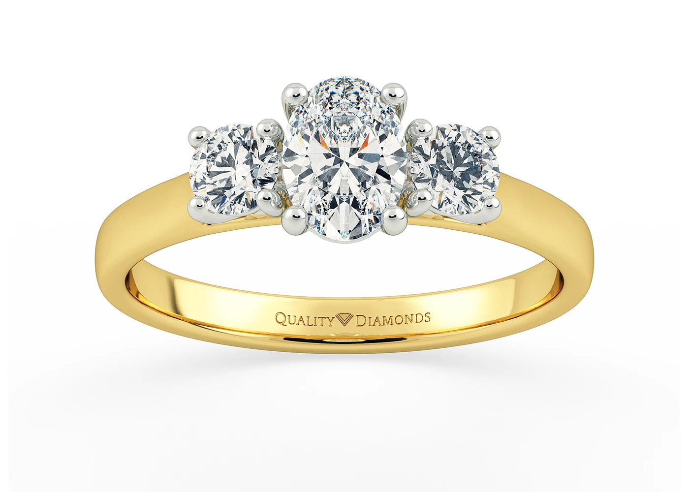 Oval Trilogy Mabelle Diamond Ring in 9K Yellow Gold
