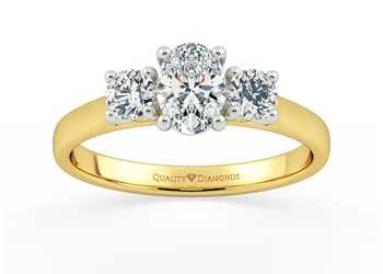 Oval Trilogy Mabelle Diamond Ring in 18K Yellow Gold