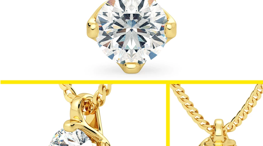 5 Solitaire Yellow Gold Pendants