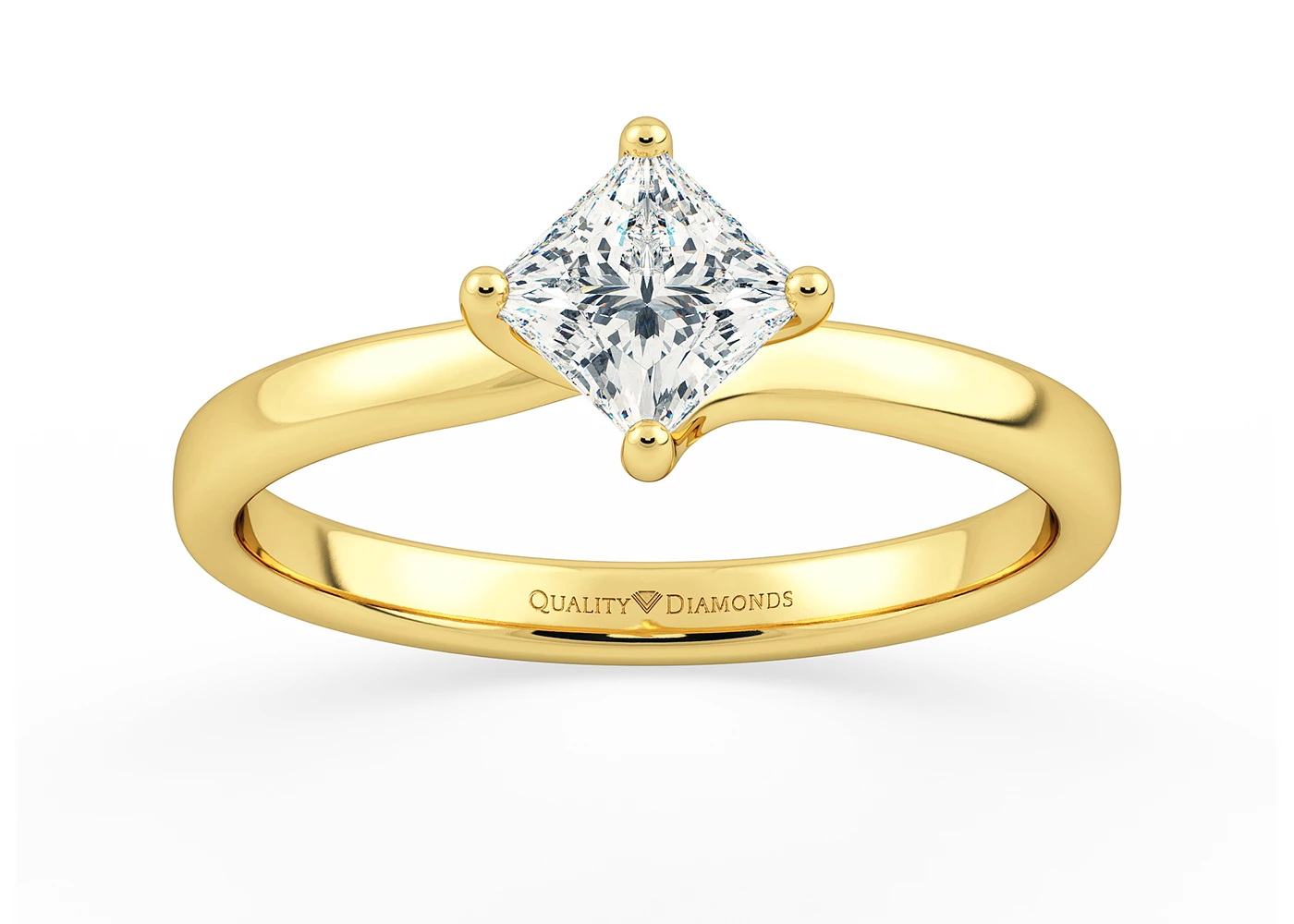 Princess Abbraccio Diamond Ring in 9K Yellow Gold