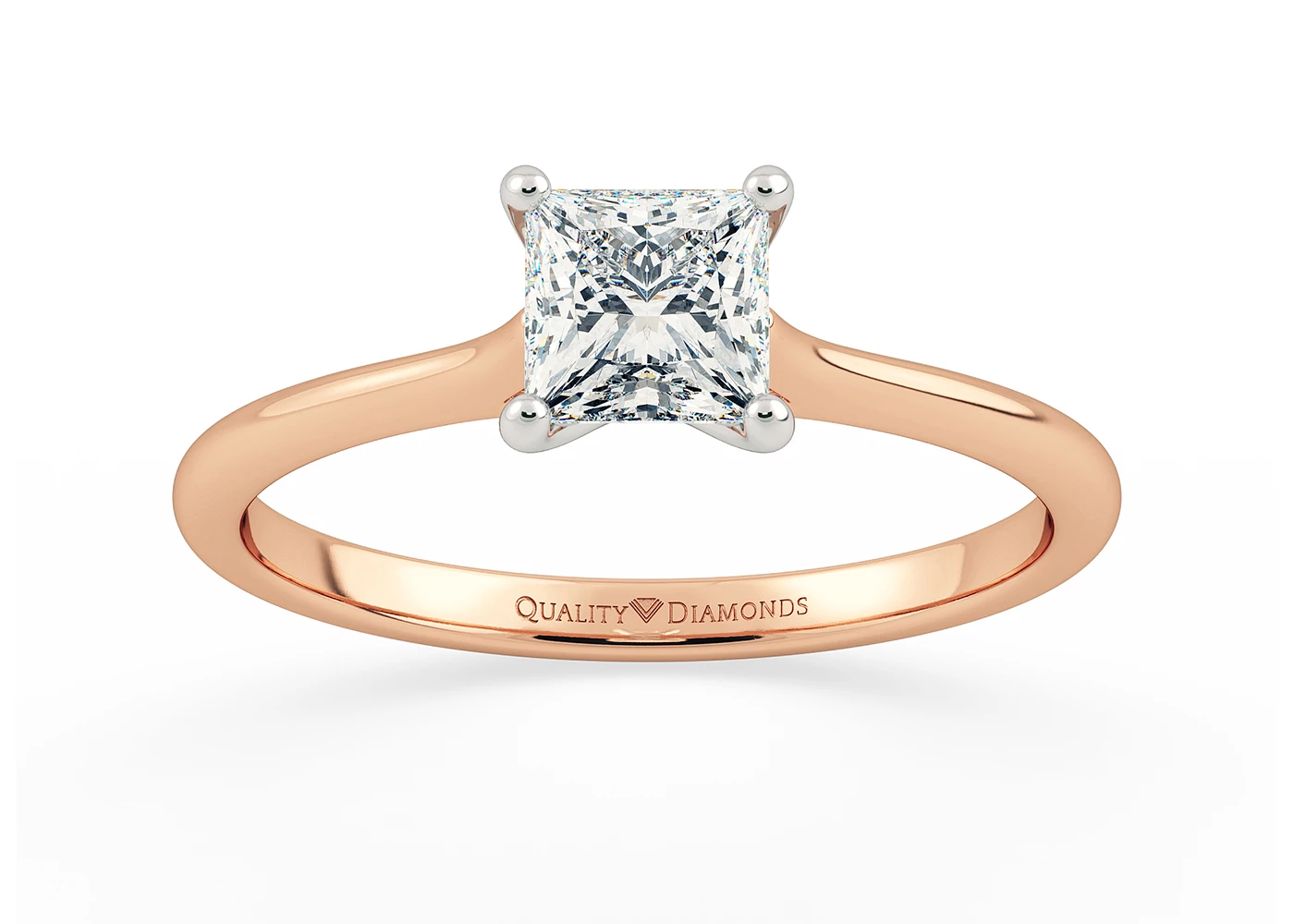 Princess Adamas Diamond Ring in 18K Rose Gold