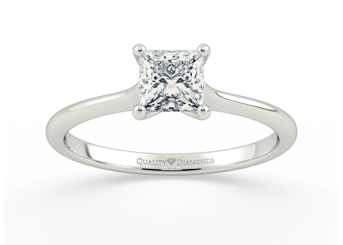 Princess Adamas Diamond Ring in 9K White Gold