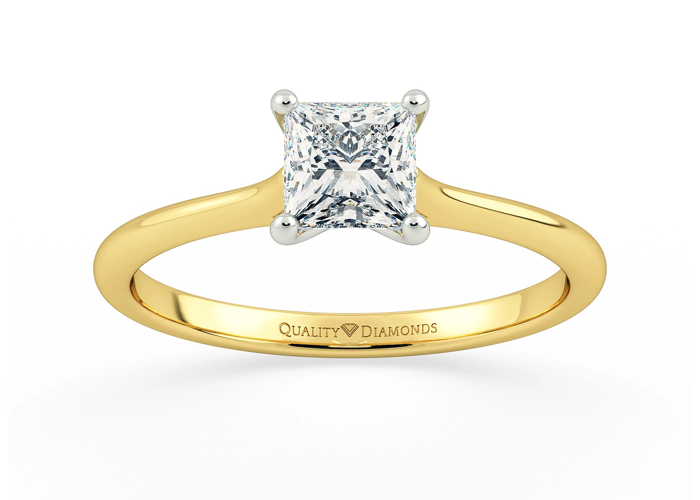 Princess Adamas Diamond Ring in 18K Yellow Gold