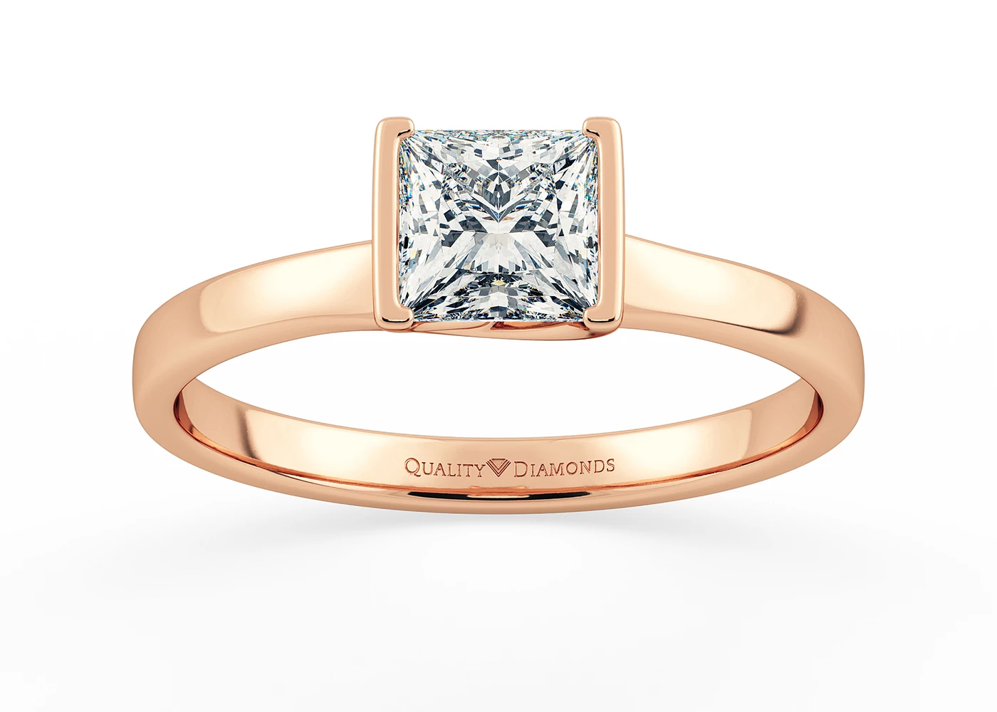 Princess Alvera Diamond Ring in 18K Rose Gold