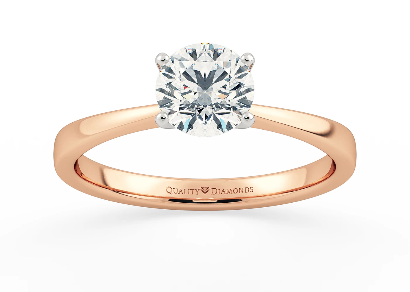 Round Brilliant Amabelle Diamond Ring in 18K Rose Gold