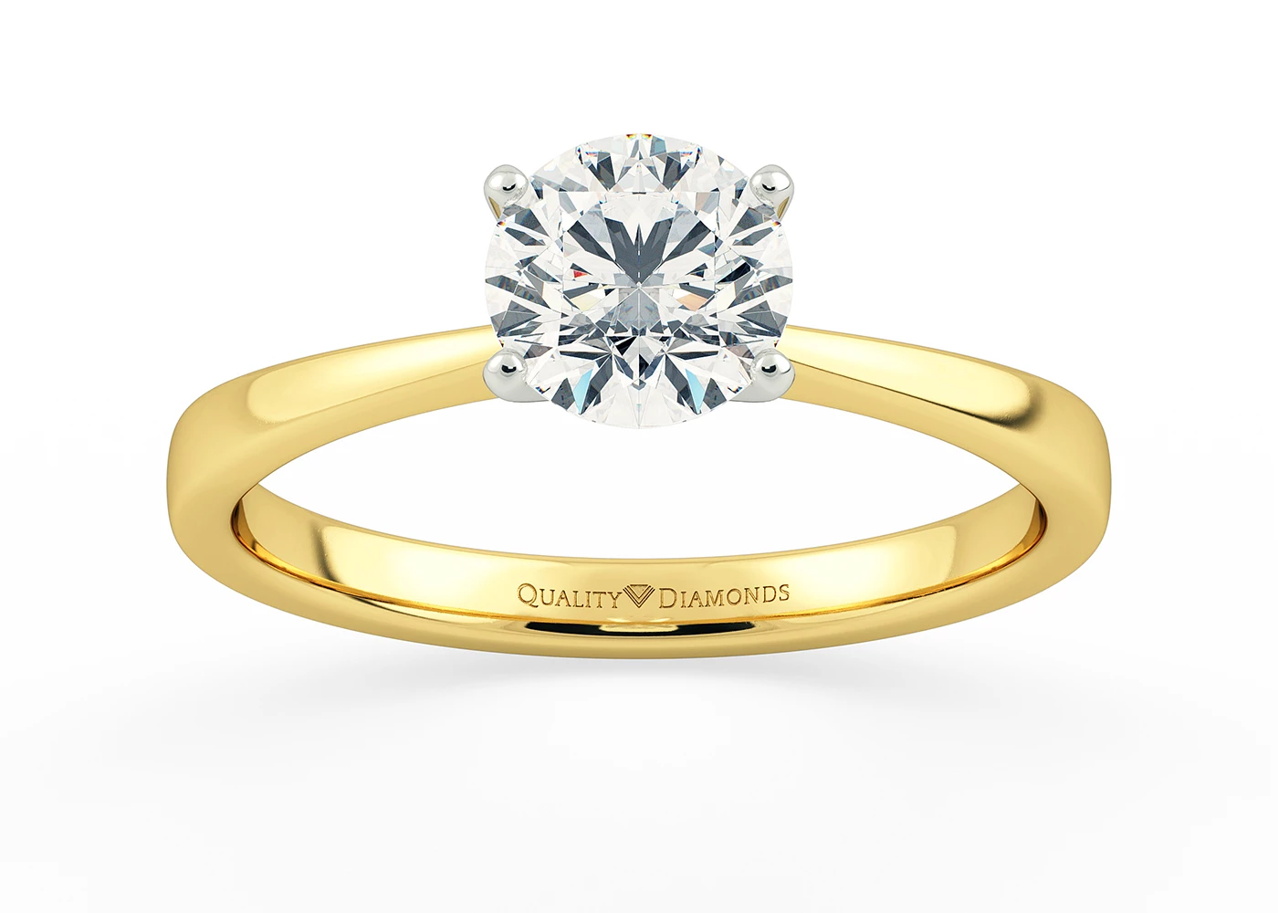 Round Brilliant Amabelle Diamond Ring in 9K Yellow Gold