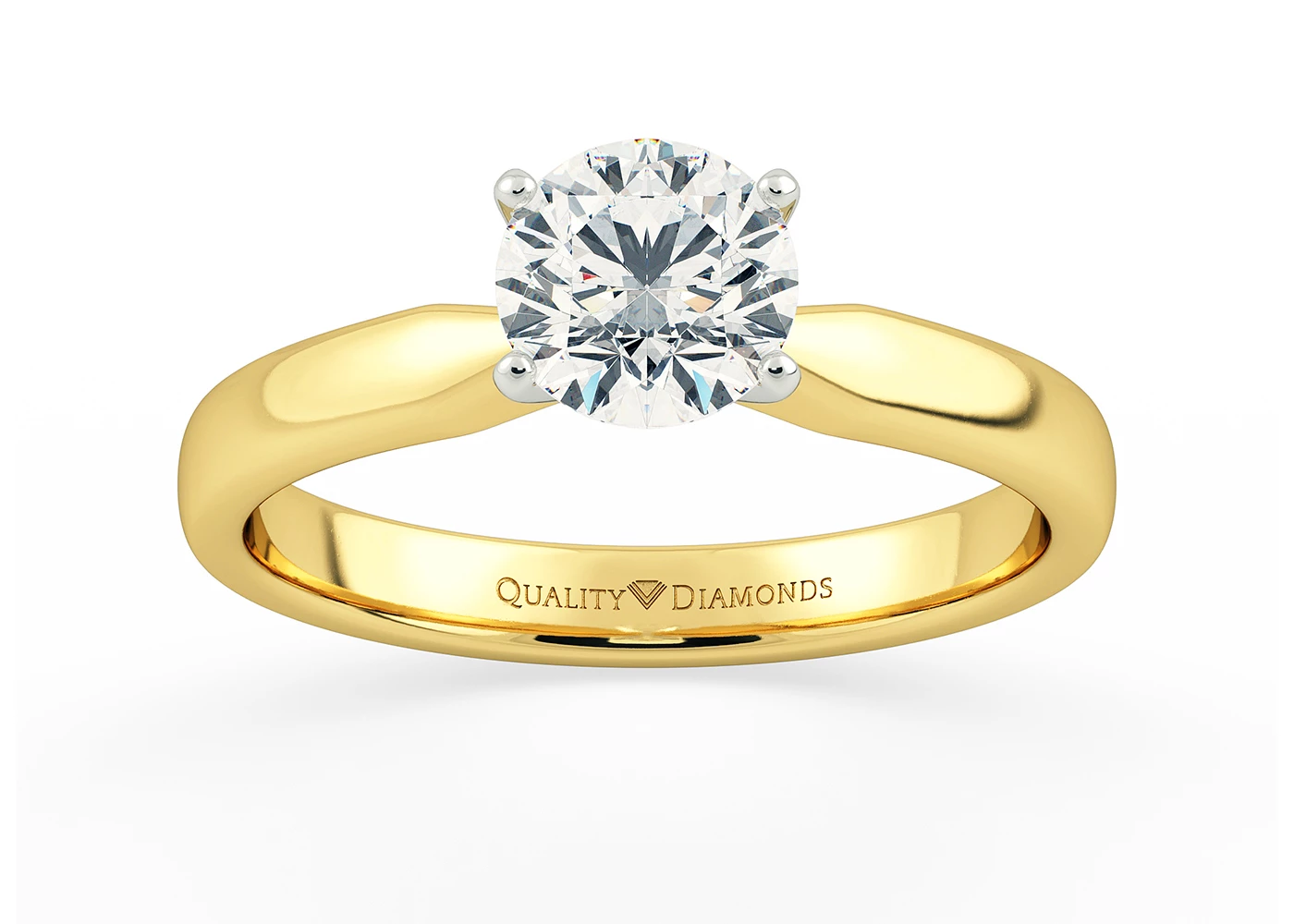 Round Brilliant Amia Diamond Ring in 9K Yellow Gold