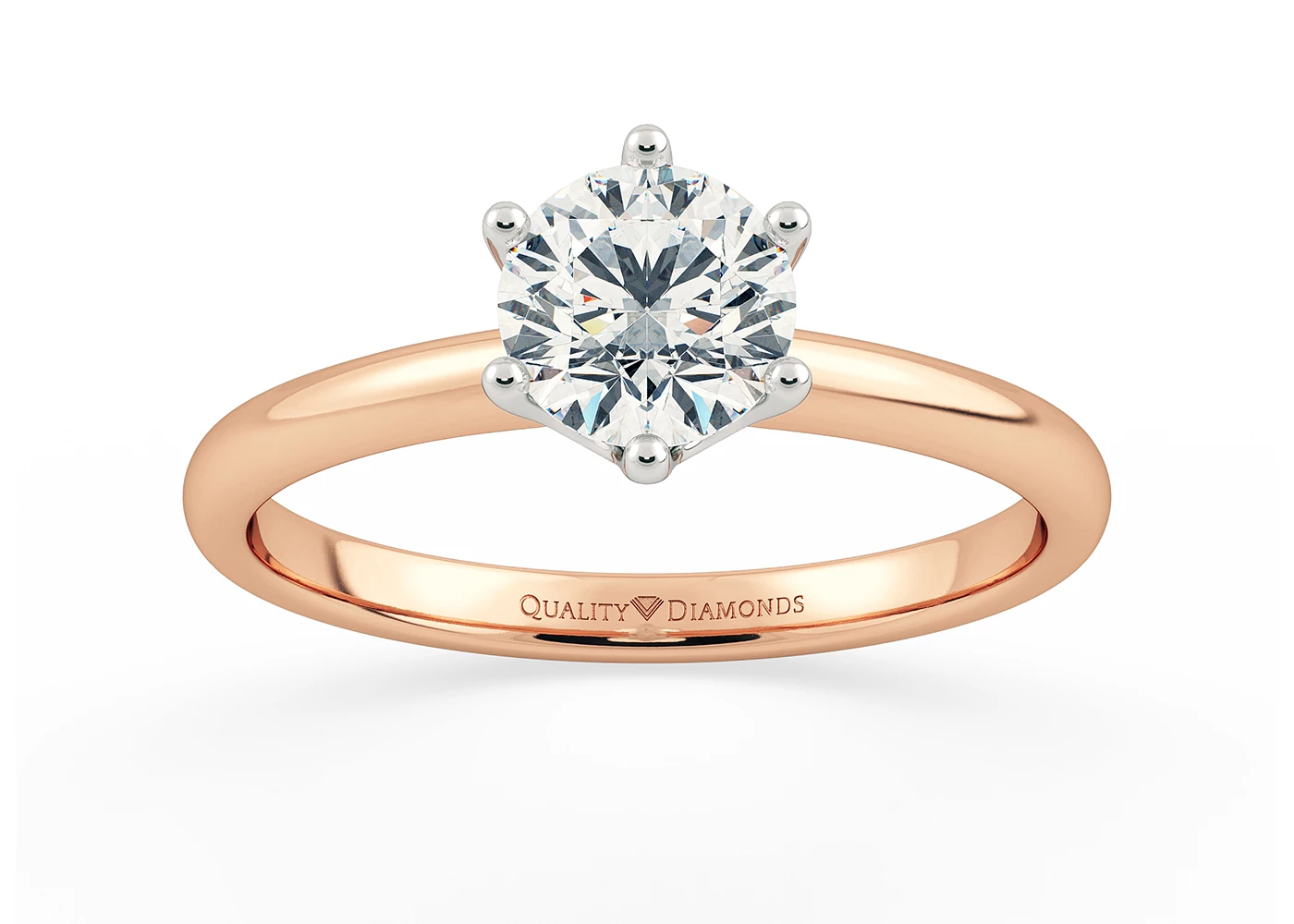 Round Brilliant Amore Diamond Ring in 9K Rose Gold