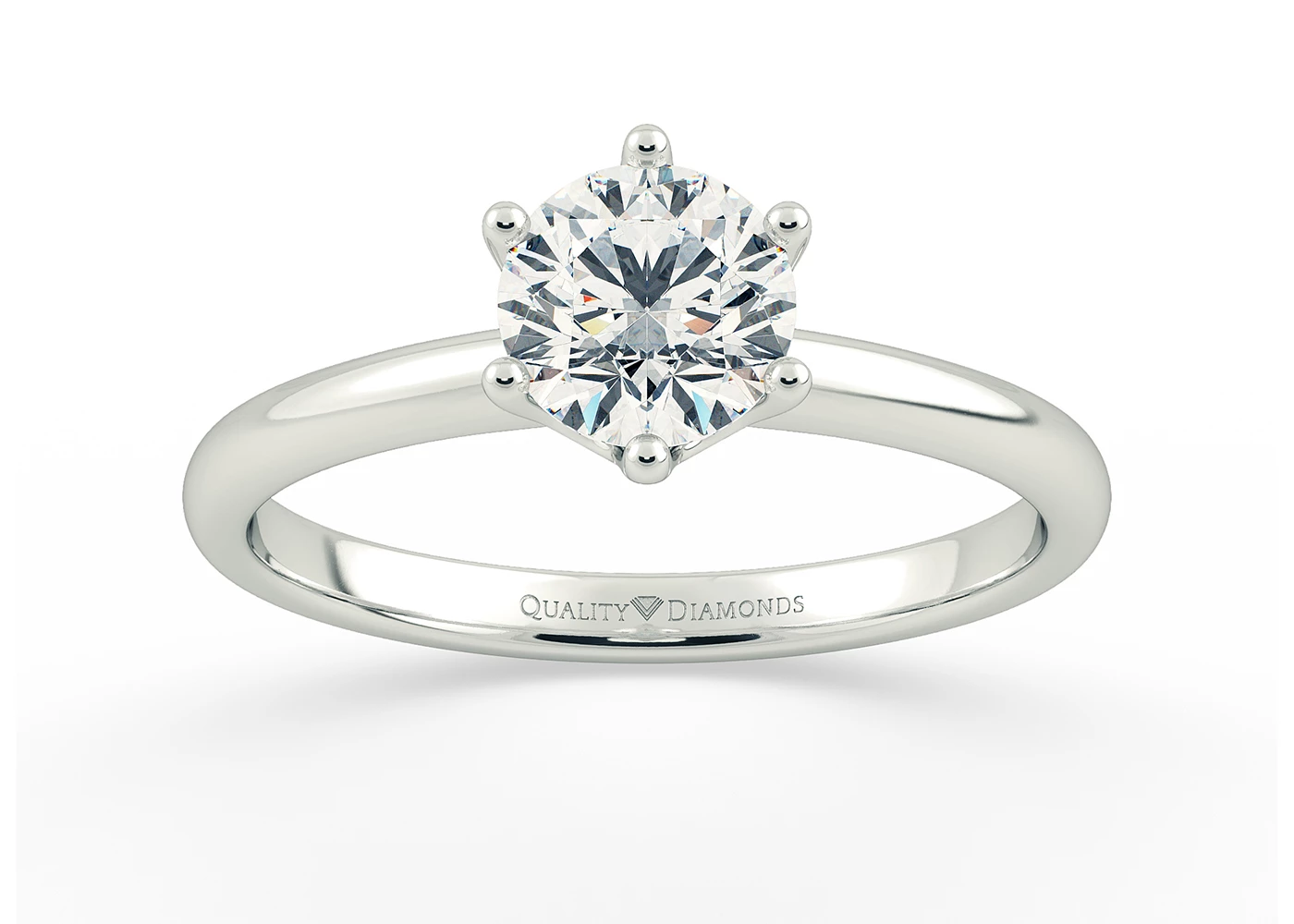 Round Brilliant Amore Diamond Ring in 9K White Gold