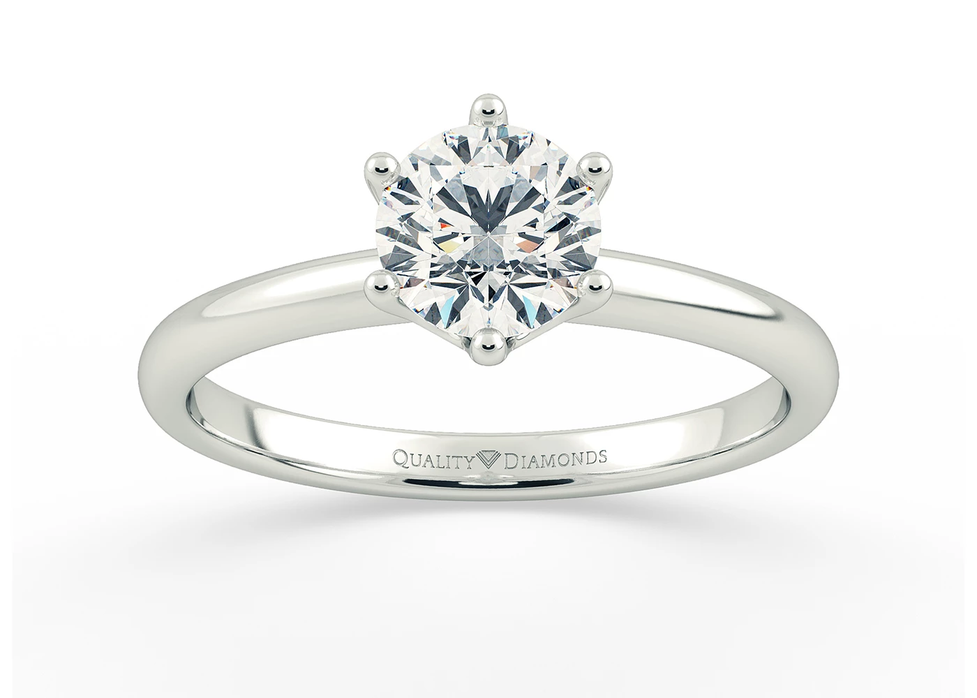 Round Brilliant Amore Diamond Ring in 18K White Gold