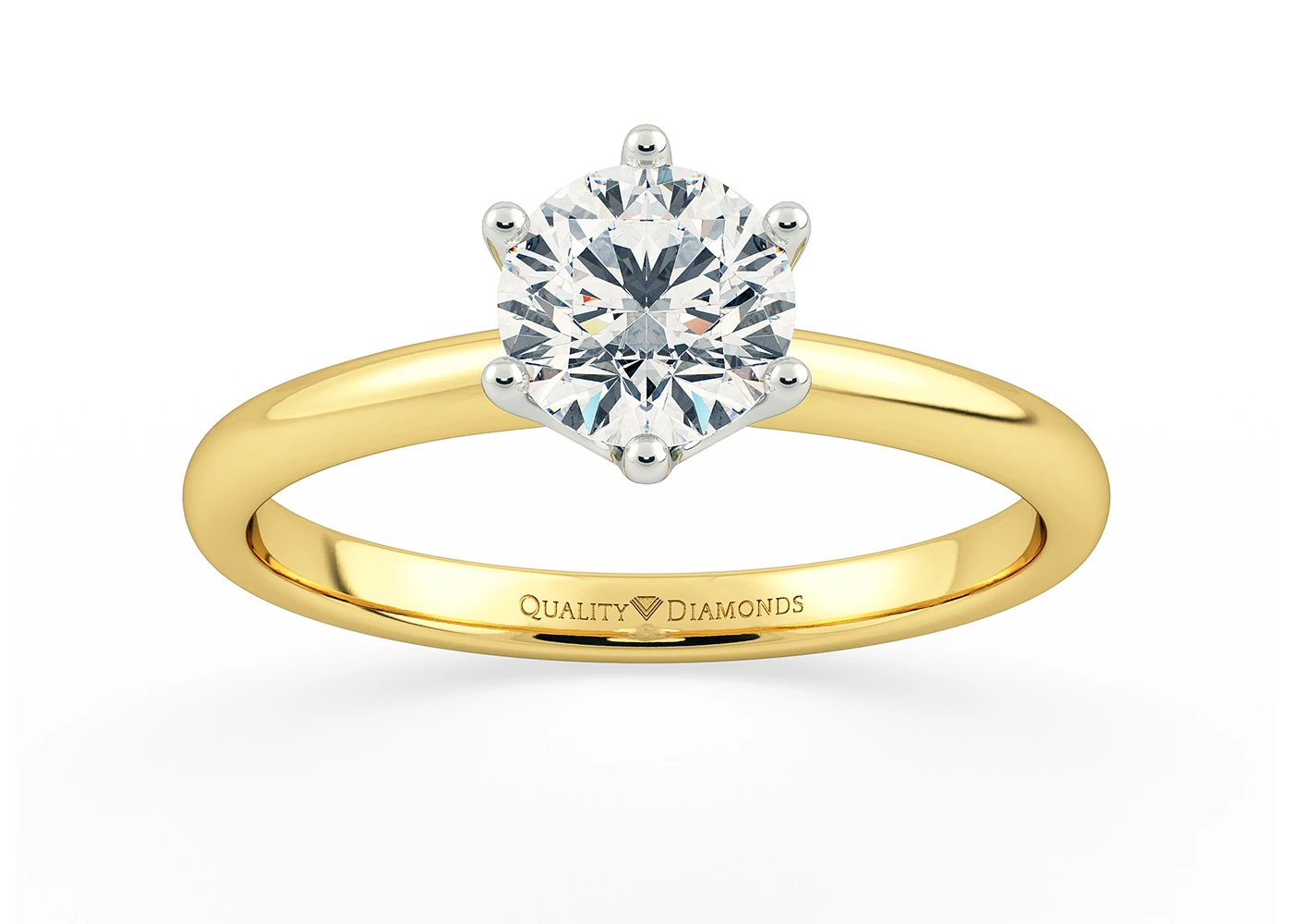 Round Brilliant Amore Diamond Ring in 9K Yellow Gold