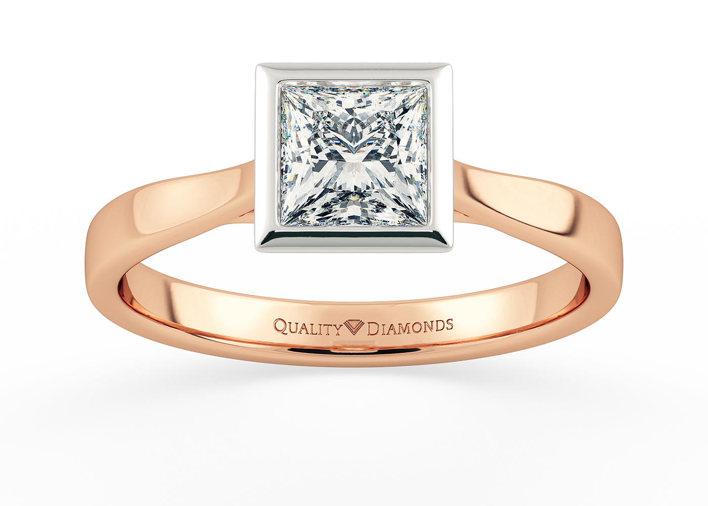 Princess Aura Diamond Ring in 18K Rose Gold