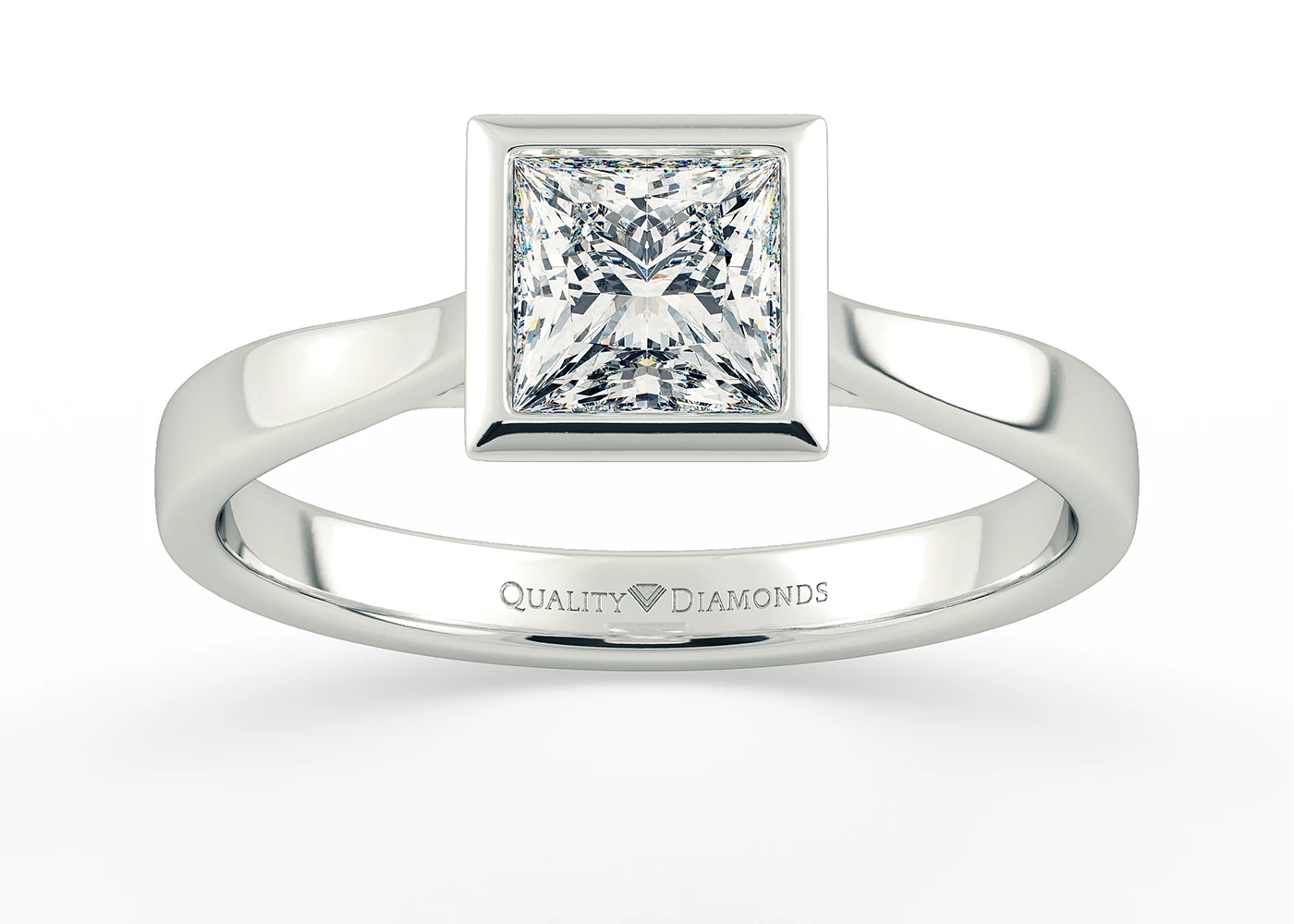 Princess Aura Diamond Ring in 18K White Gold