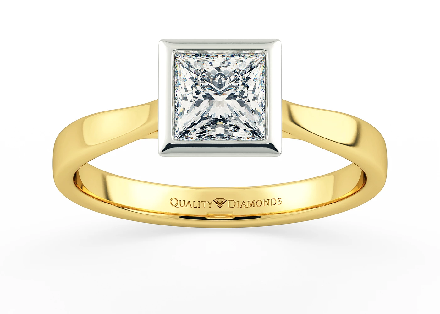 Princess Aura Diamond Ring in 18K Yellow Gold