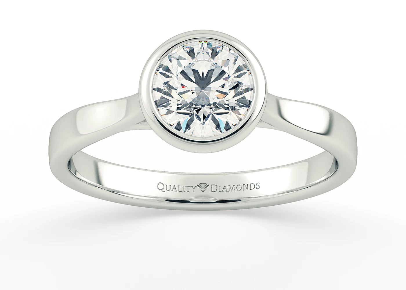 Round Brilliant Aura Diamond Ring in 18K White Gold
