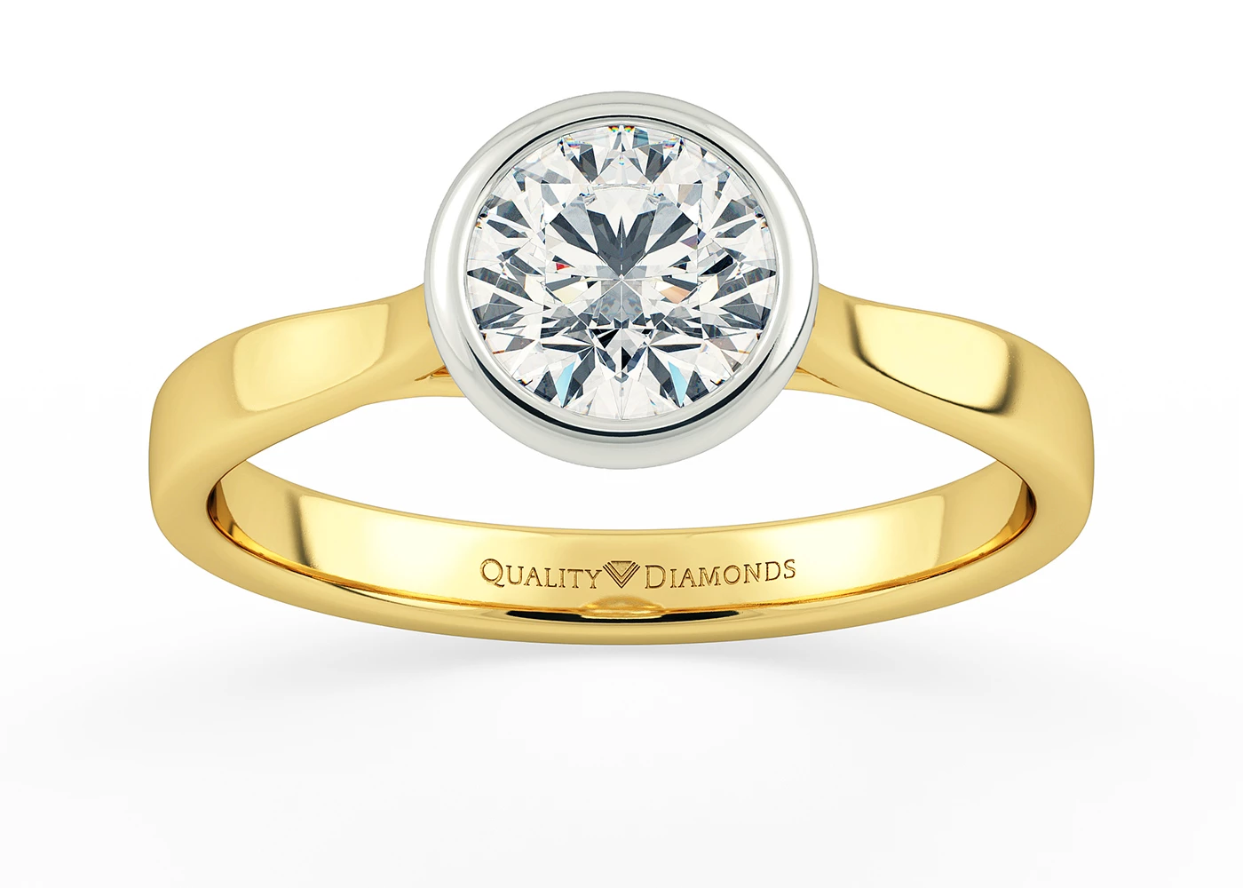 Round Brilliant Aura Diamond Ring in 18K Yellow Gold