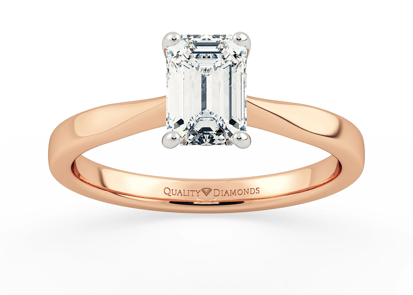 Emerald Beau Diamond Ring in 9K Rose Gold