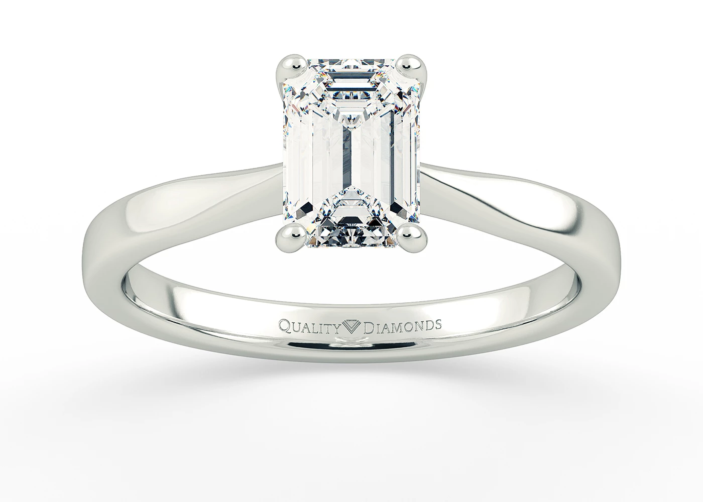 Emerald Beau Diamond Ring in 18K White Gold