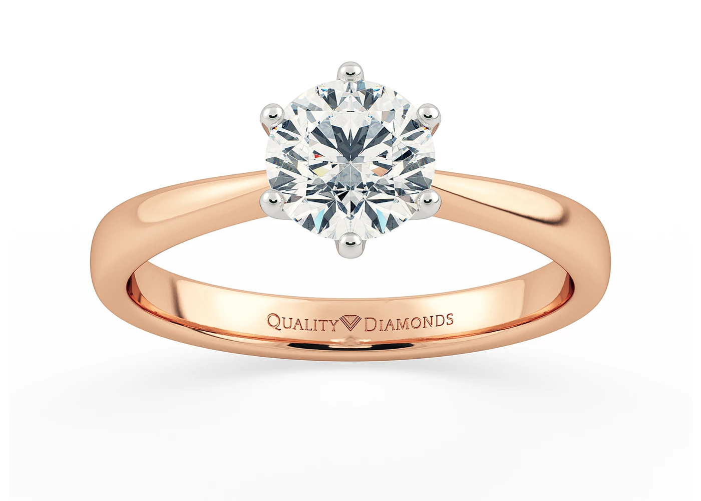 Round Brilliant Bellezza Diamond Ring in 9K Rose Gold