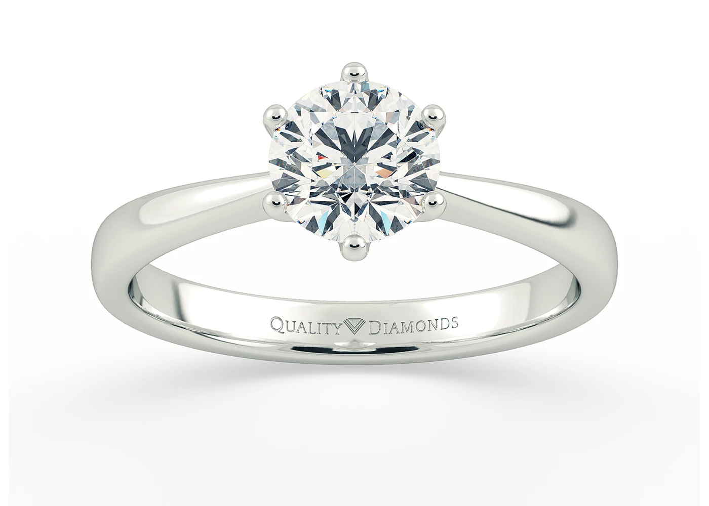 Round Brilliant Bellezza Diamond Ring in 9K White Gold