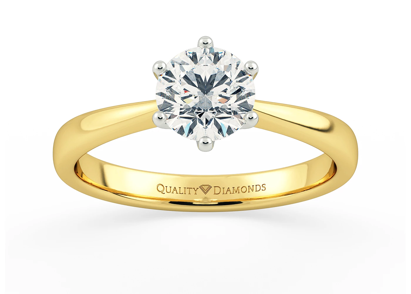 Round Brilliant Bellezza Diamond Ring in 9K Yellow Gold