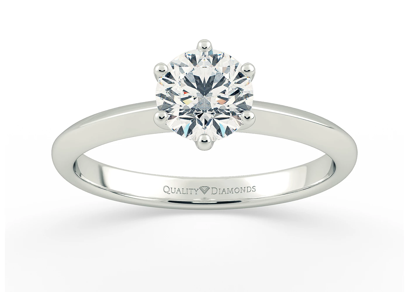 Round Brilliant Carella Diamond Ring in 18K White Gold