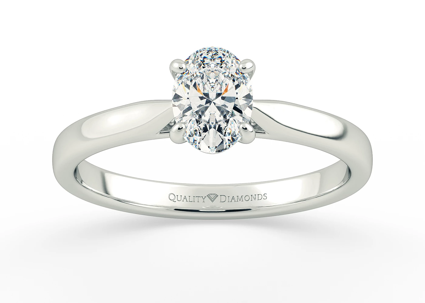 Oval Clara Diamond Ring in 18K White Gold