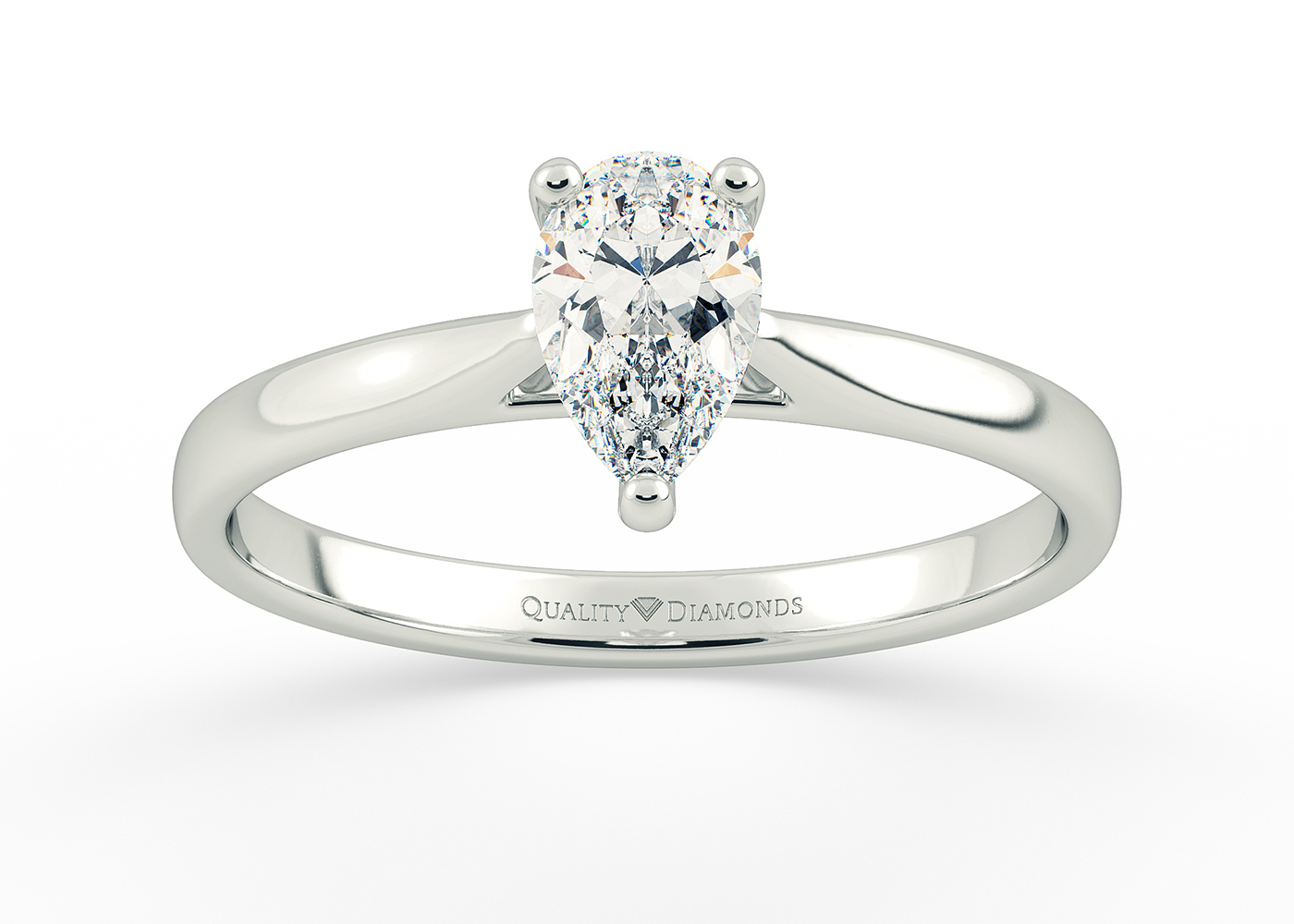 Pear Clara Diamond Ring in 18K White Gold