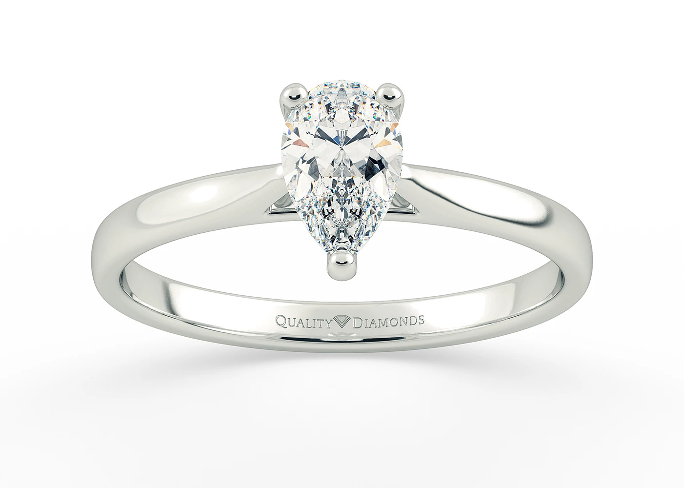 Pear Clara Diamond Ring in 9K White Gold
