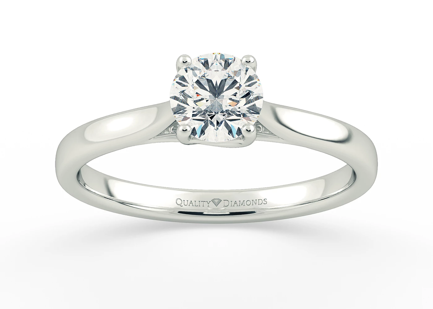 Round Brilliant Cuore Diamond Ring in Palladium