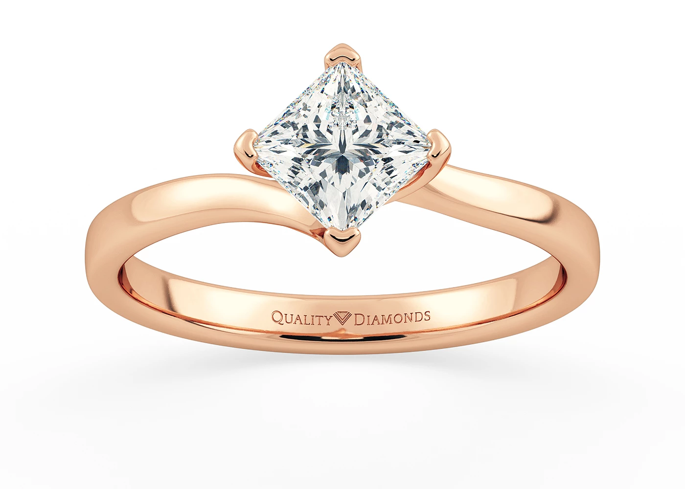 Princess Cura Diamond Ring in 9K Rose Gold