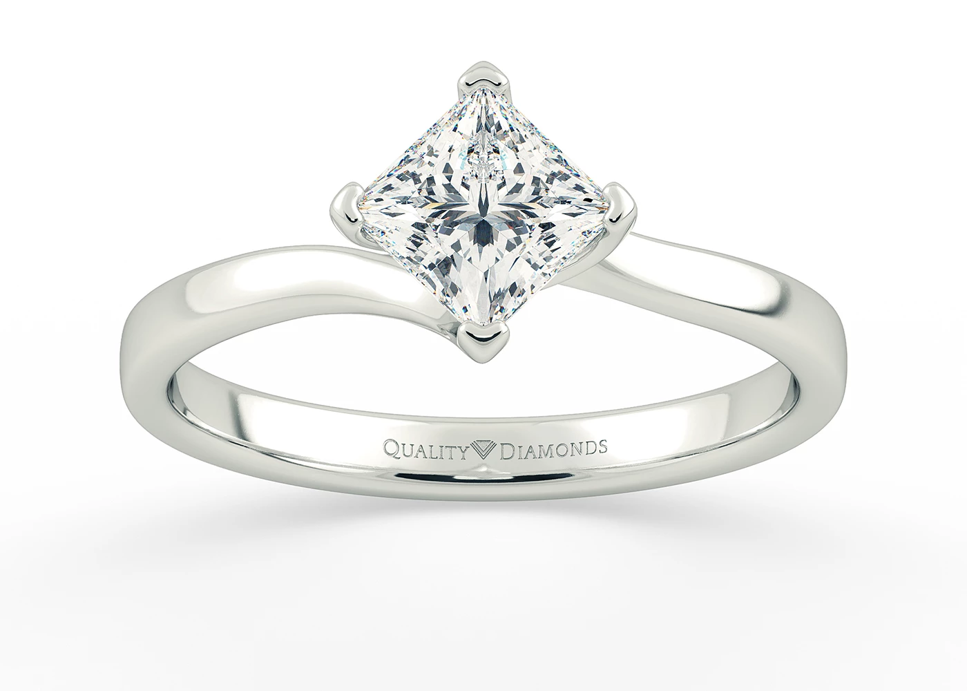 Princess Cura Diamond Ring in Princess 9K White Gold