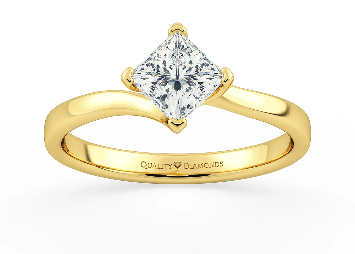 Princess Cura Diamond Ring in 18K Yellow Gold