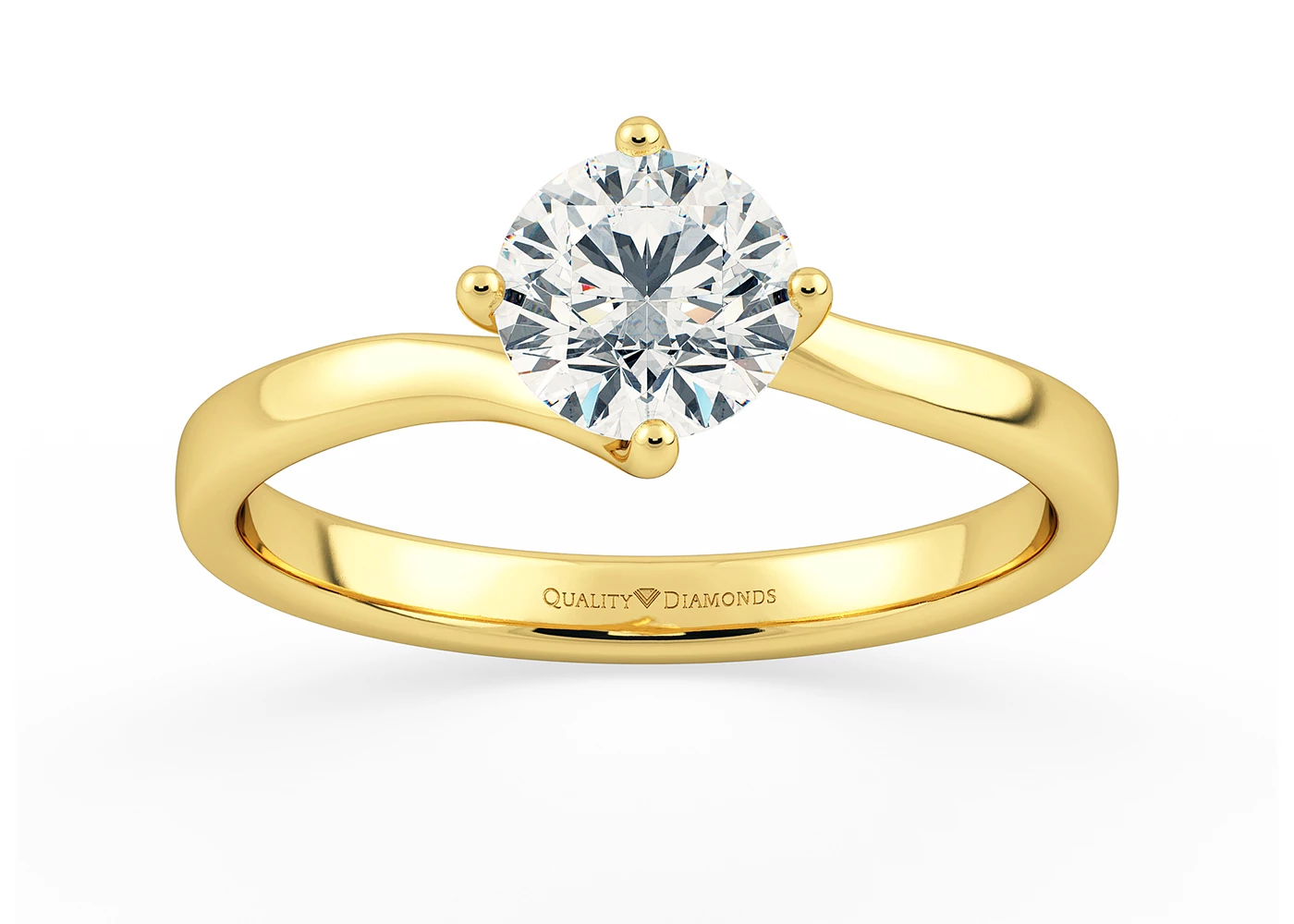 Round Brilliant Cura Diamond Ring in 9K Yellow Gold