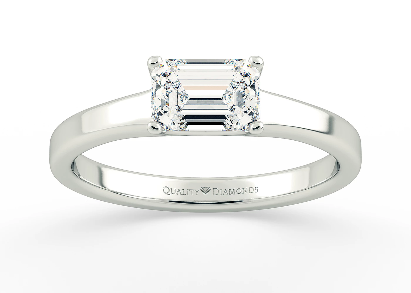Emerald Felicita Diamond Ring in 18K White Gold